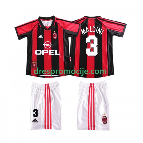 A.C. Milan MALDINI 3 1999 Dres Retro Dječji Domaći 1998 Kratkih Rukava A.C. Milan MALDINI 3 1999 Dres Retro Dječji Domaći 1998 Kratkih Rukava